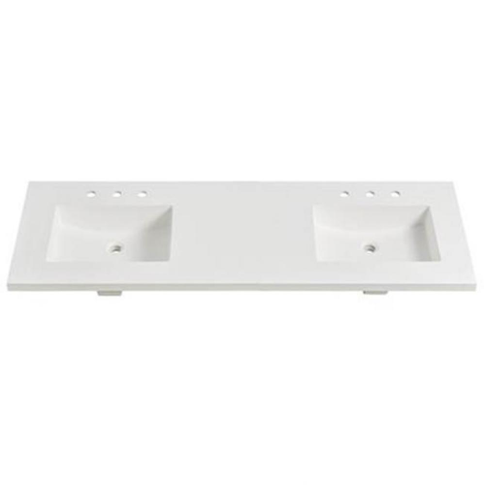 4cm (1 1/2&apos;&apos;) 73&apos;&apos; Double Bowl Matte White (MW) fdSTONE™ Top - 8&apos;&apos;