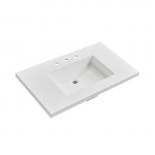 Fairmont Designs TS4-S3722MW8 - 4cm (1½'') 37'' Matte White (MW) fdSTONE™ Top - 8'' spread