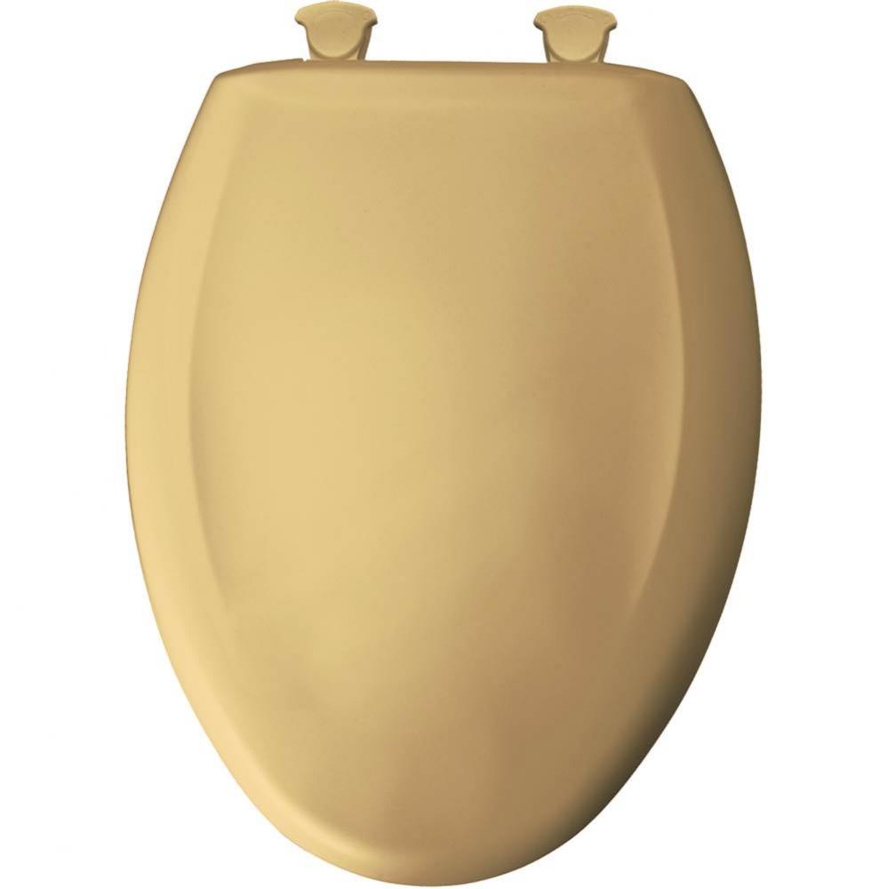 Elongated Plastic Toilet Seat in Desert Gold with STA-TITE Seat Fastening System, Easy-Clean &amp;