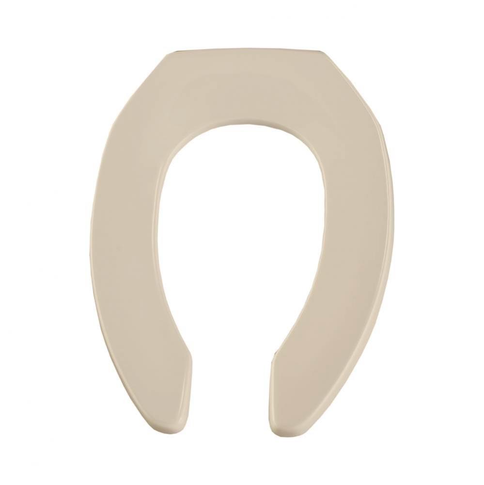 Elongated Open Front Less Cover Commercial Plastic Toilet Seat in Biscuit with STA-TITE Commercial