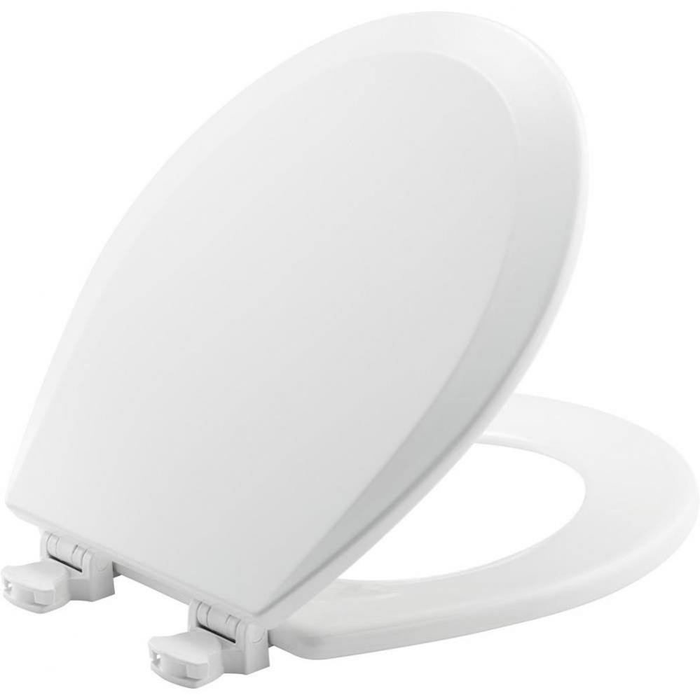 Round Molded Wood Toilet Seat with EasyClean &amp; Change Hinge - White