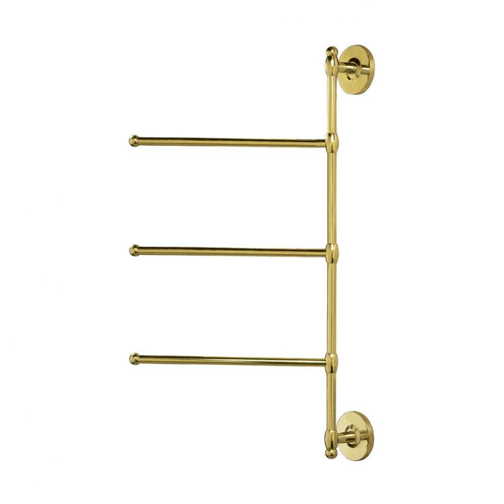 3-Arm Towel Bar 24&apos;&apos; H, Polished Brass