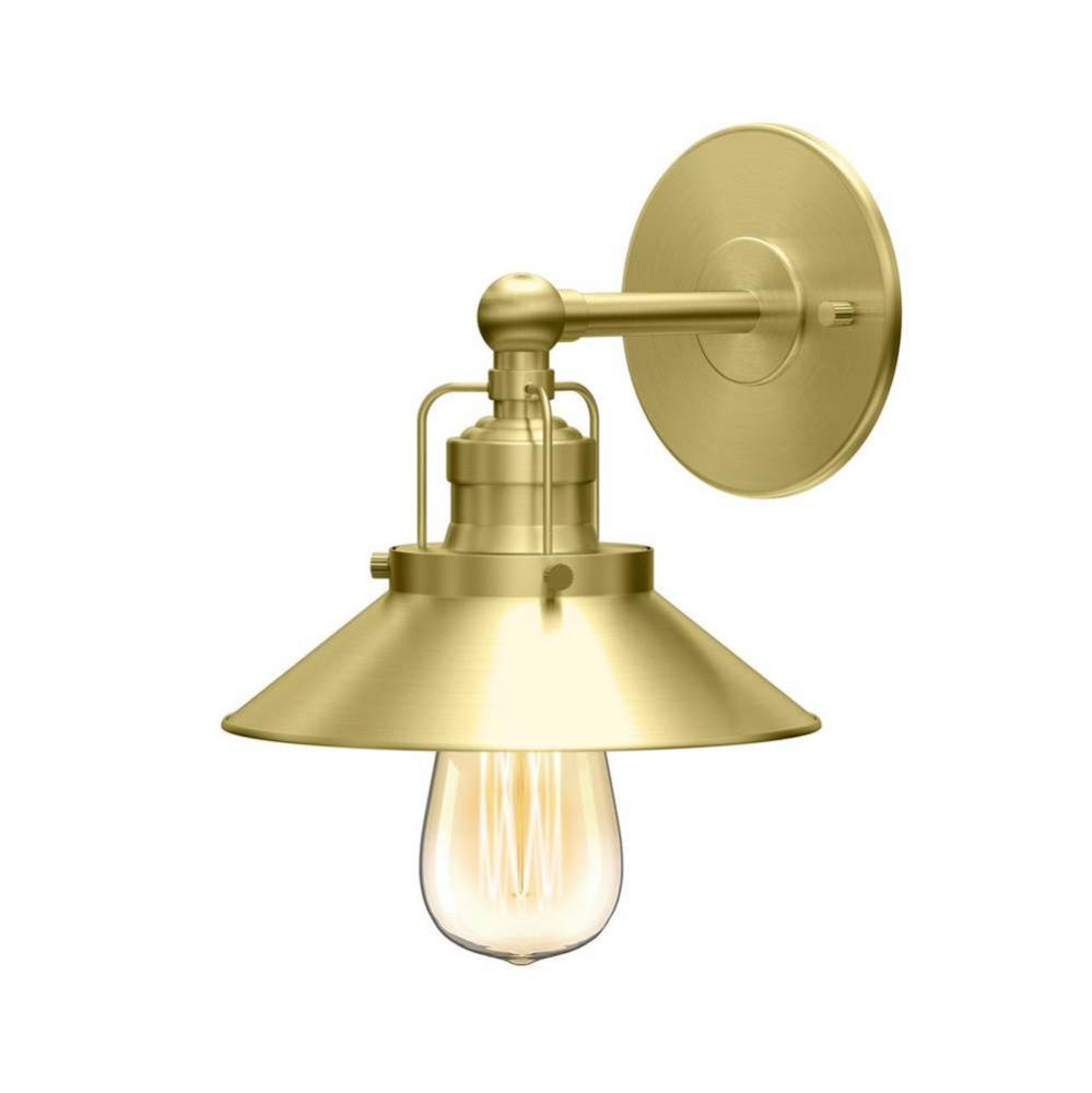 Modern Frmhs Metal Sgl Sconce Brsh Brass