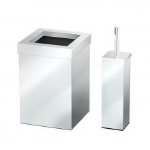 Gatco 9910 - Square Wastebasekt and Toilet Brush Chrome