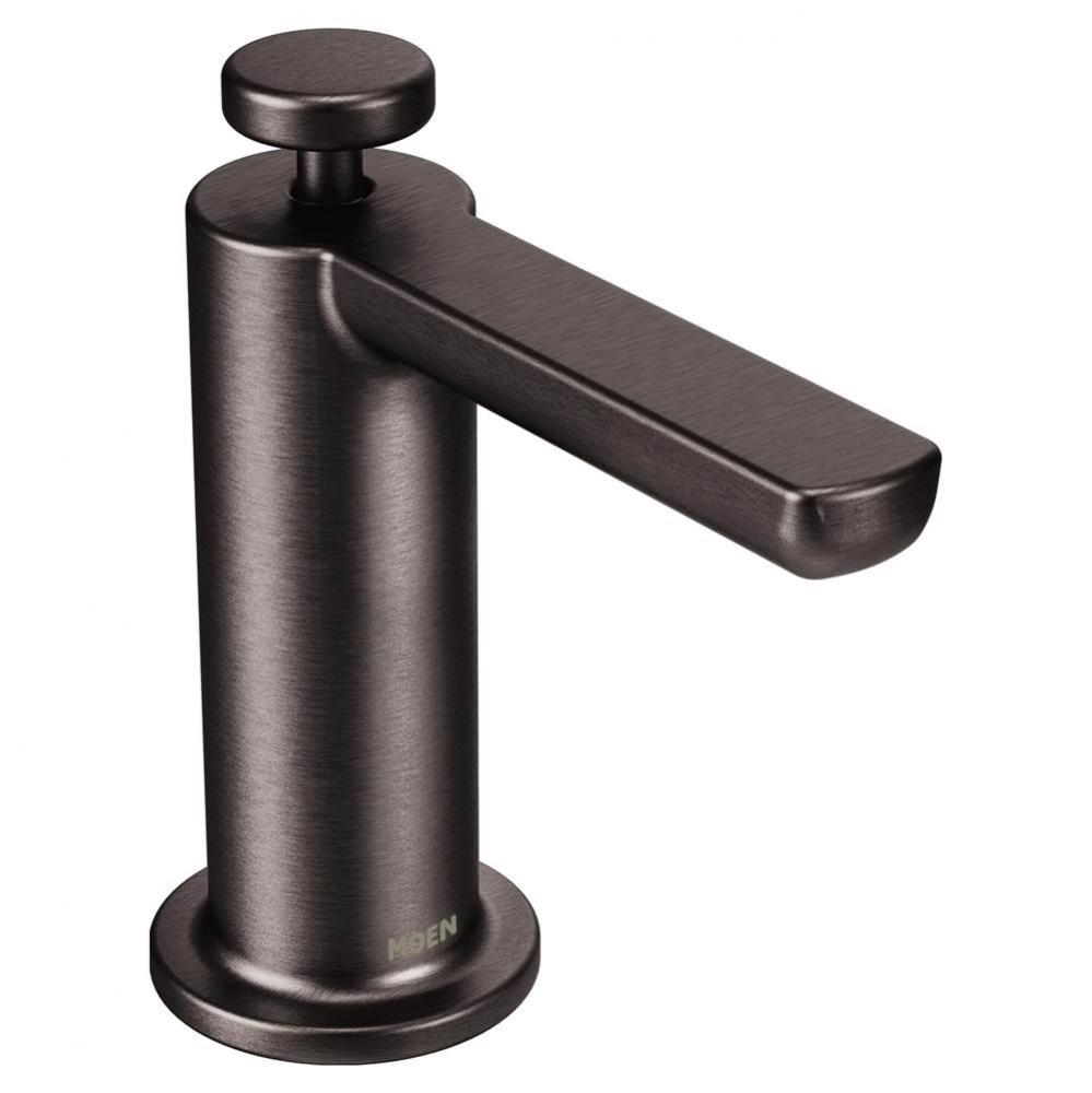 Modern Kitchen Deck Mounted Soap and Lotion Dispenser with Above the Sink Refillable Bottle, Black