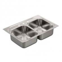 Moen G182133Q - 33''x22'' stainless steel 18 gauge double bowl drop in sink