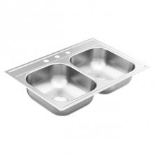 Moen GS222163 - 33''X22'' Stainless Steel 22 Gauge Double Bowl Drop In Sink