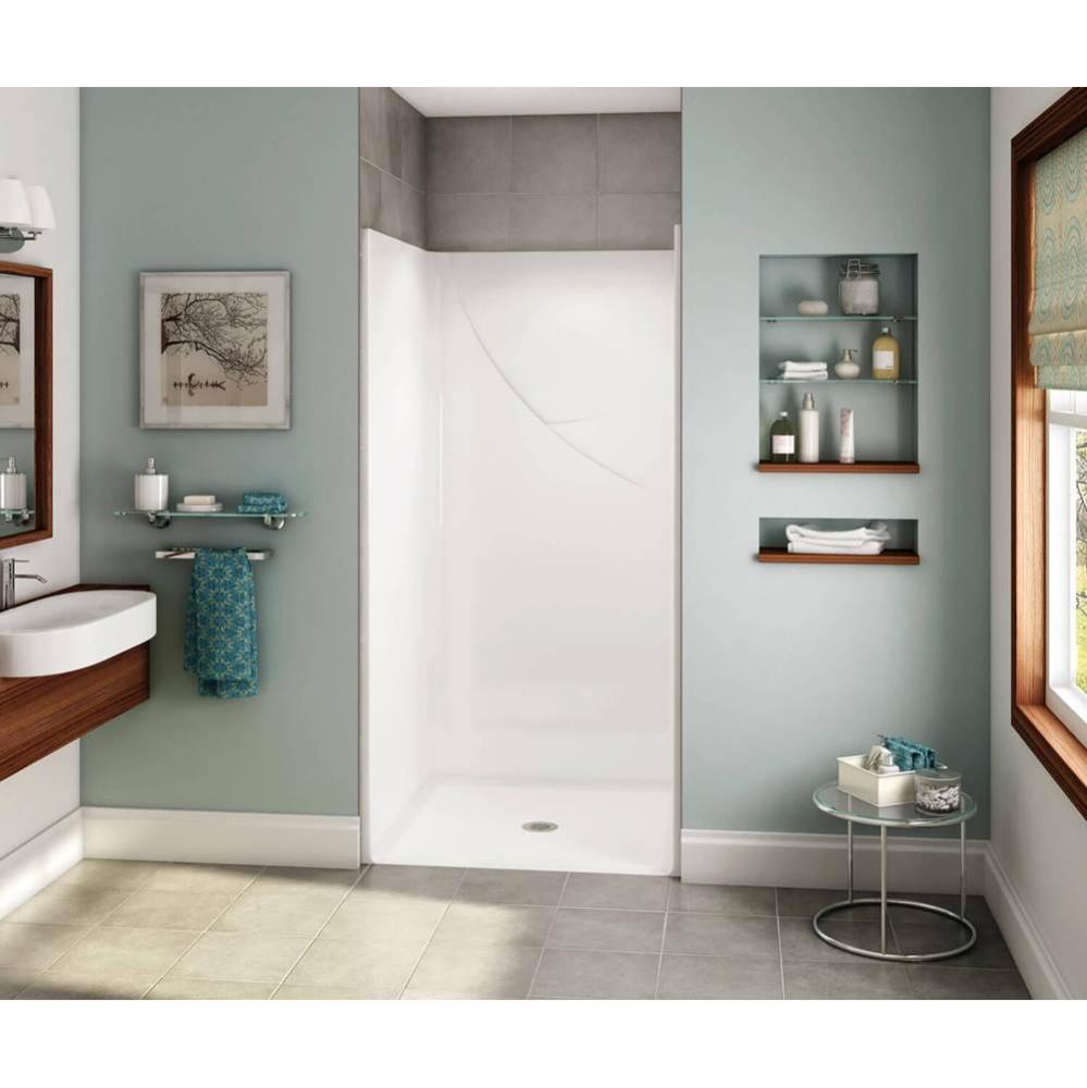 OPS-3636 - Base Model AcrylX Alcove Center Drain One-Piece Shower in White