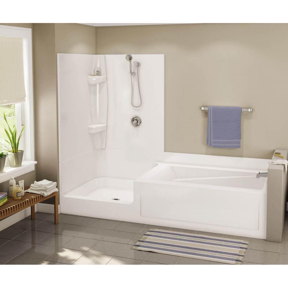 Exhibit TSC 102 102 x 42 Acrylic Alcove Center Drain One-Piece Tub Shower in White