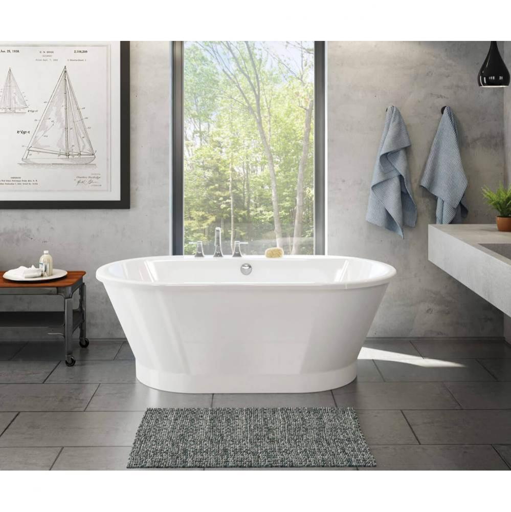 Brioso 6636 AcrylX Freestanding Center Drain Bathtub in White with White Skirt