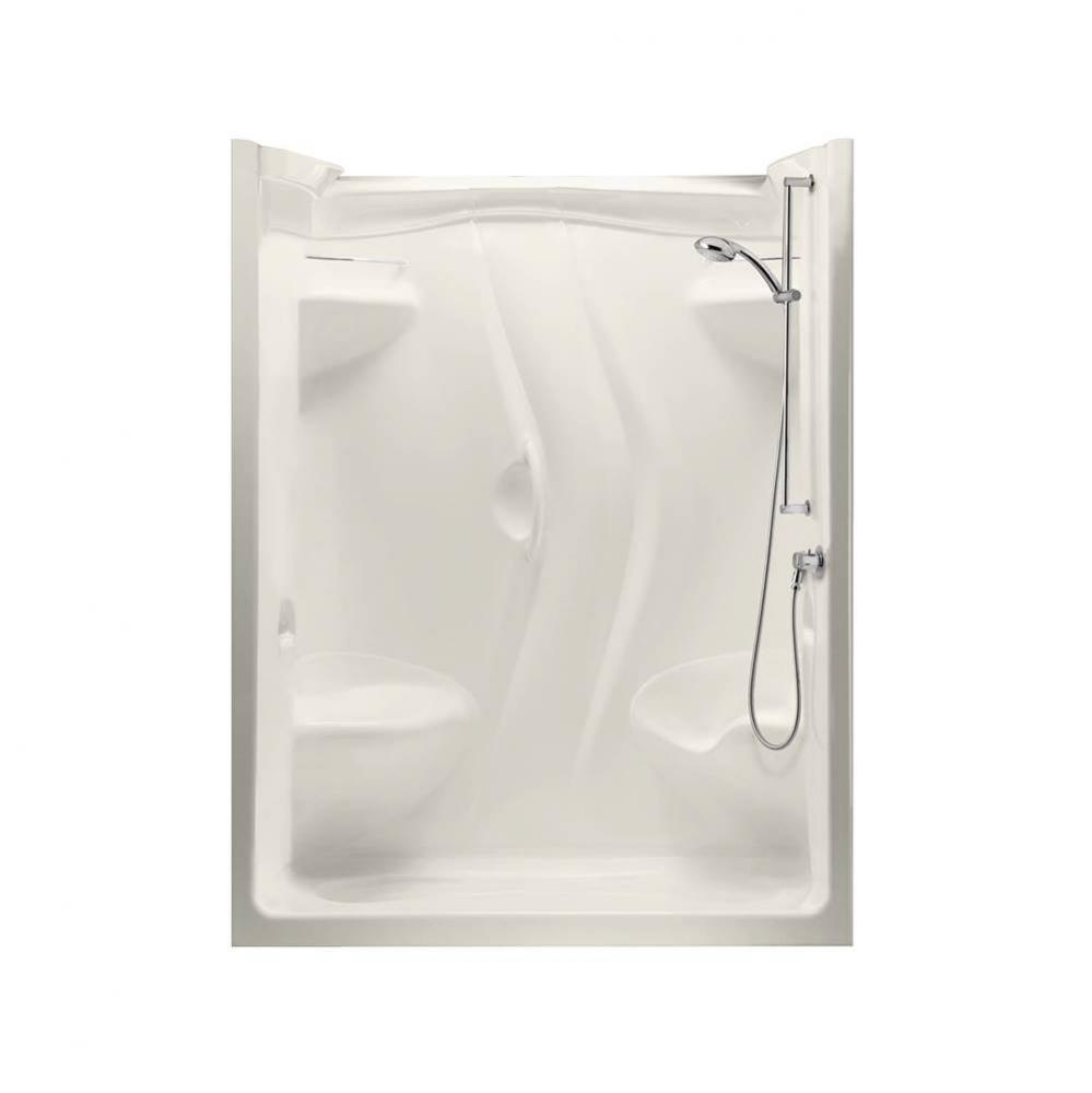 Stamina 60-II 59.5 in. x 35.75 in. x 76.38 in. 2-piece Shower with Two Seats, Right Drain in Biscu