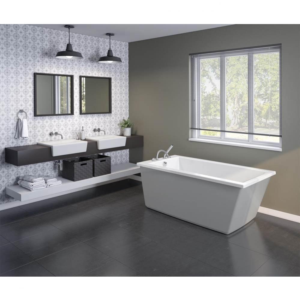 Elinor 6032 AcrylX Freestanding End Drain Bathtub in White with Sterling Silver Skirt