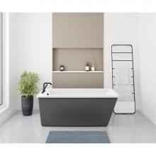 Maax 106426-000-002-107 - Elinor 6032 AcrylX Freestanding End Drain Bathtub in White with Thundey Grey Skirt