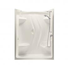 Maax 101142-2L-000-007 - Stamina 60-II 59.5 in. x 35.75 in. x 76.375 in. 1-piece Shower with Two Seats, Left Drain in Biscu