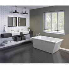 Maax 106426-000-002-106 - Elinor 6032 AcrylX Freestanding End Drain Bathtub in White with Sterling Silver Skirt