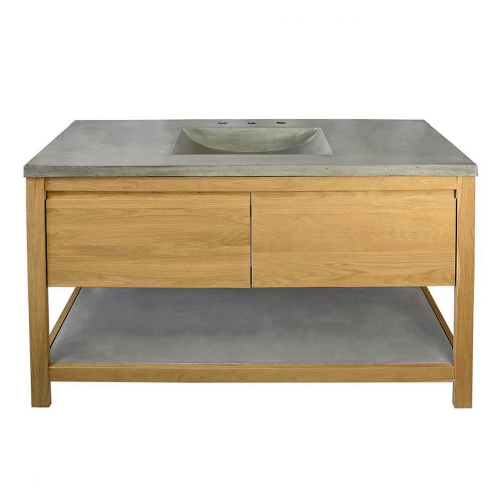 48&apos;&apos; Solace Vanity Base in Sunrise Oak with Palomar Vanity Top and Sink