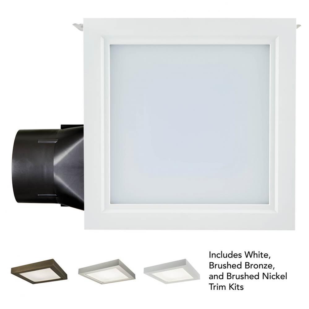 NuTone&#xae; 110 CFM Decorative Exhaust Fan, Square Flat Panel LED Light w/ Easy Change Trim Kit,