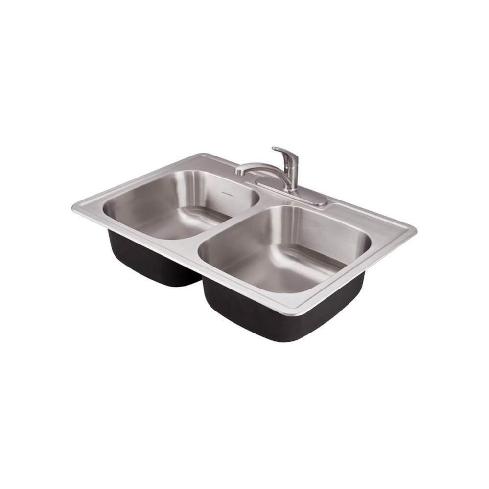 Colony&#xae; 33 x 22-Inch Stainless Steel 3-Hole Top Mount Double Bowl ADA Kitchen Sink With Colon