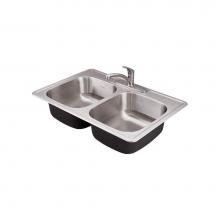 American Standard 22DB.6332283C.075 - Colony® 33 x 22-Inch Stainless Steel 3-Hole Top Mount Double Bowl ADA Kitchen Sink With Colon