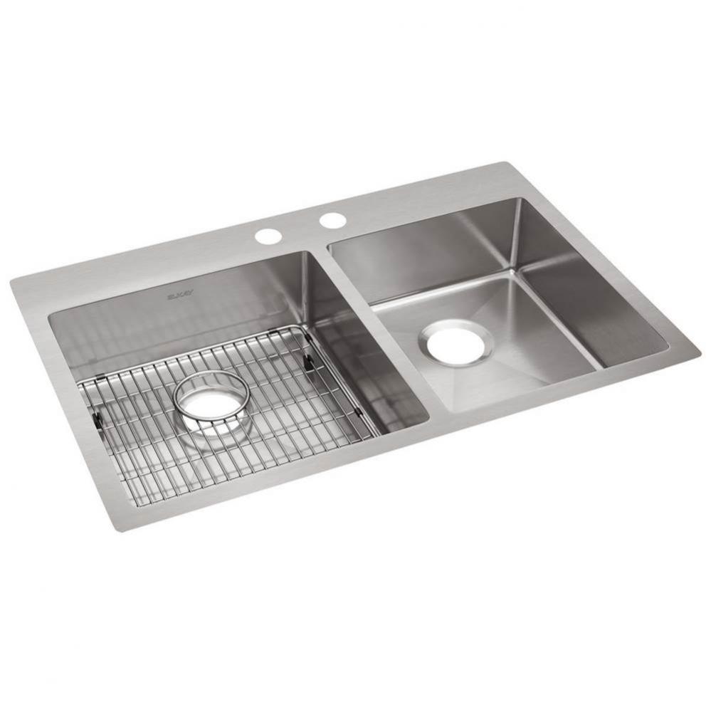 Crosstown 18 Gauge Stainless Steel 33&apos;&apos; x 22&apos;&apos; x 9&apos;&apos;, 2-Hole 60/40 D