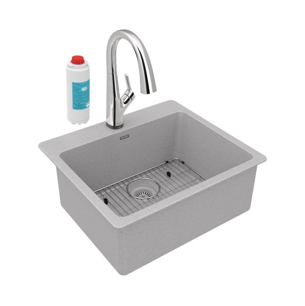 Quartz Classic 25&apos;&apos; x 22&apos;&apos; x 9-1/2&apos;&apos;, Single Bowl Drop-in Sink Kit w