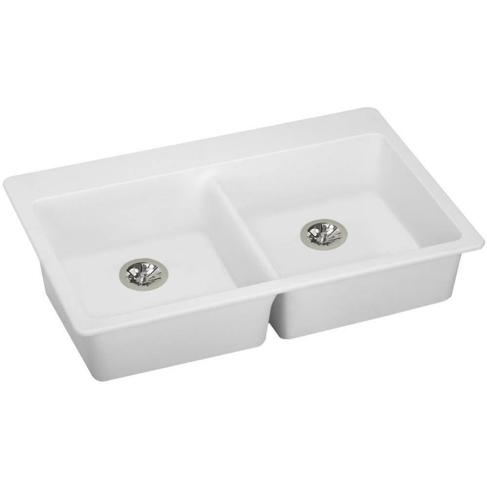 Quartz Classic 33&apos;&apos; x 22&apos;&apos; x 5-1/2&apos;&apos;, Double Bowl Drop-in ADA Sink w