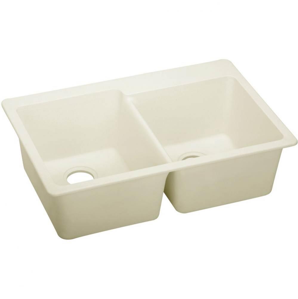 Elkay Quartz Luxe 33&apos;&apos; x 22&apos;&apos; x 9-1/2&apos;&apos;, Offset Double Bowl Drop-in