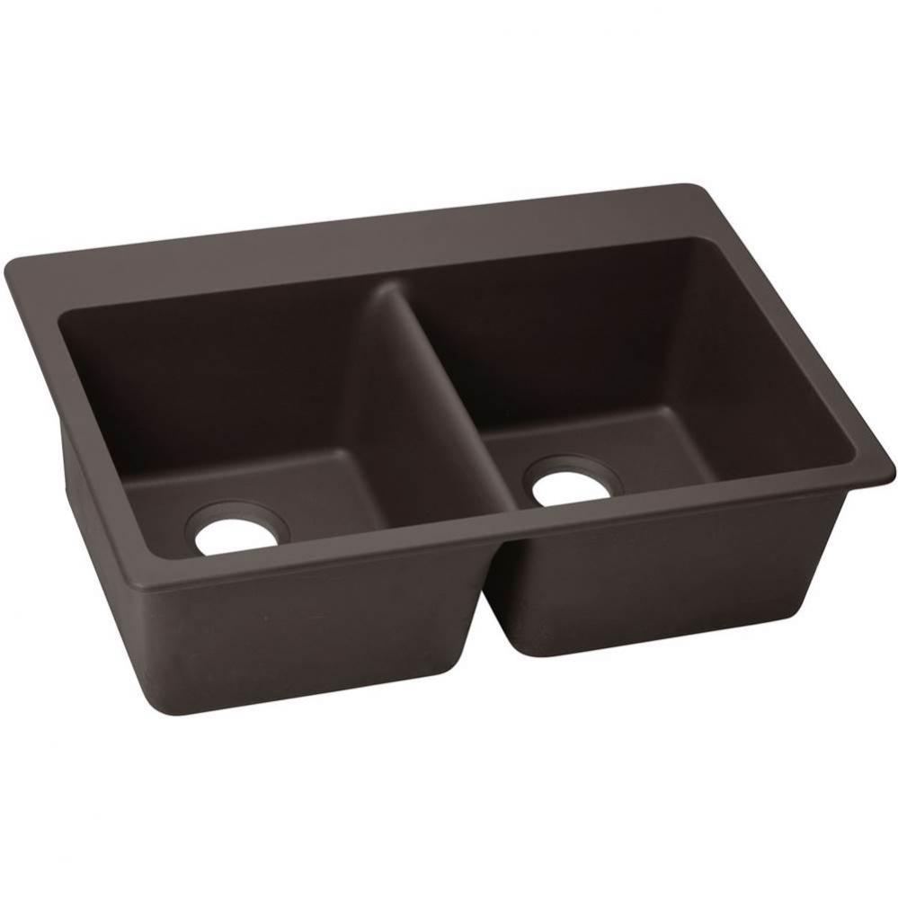 Elkay Quartz Luxe 33&apos;&apos; x 22&apos;&apos; x 9-1/2&apos;&apos;, Equal Double Bowl Drop-in S