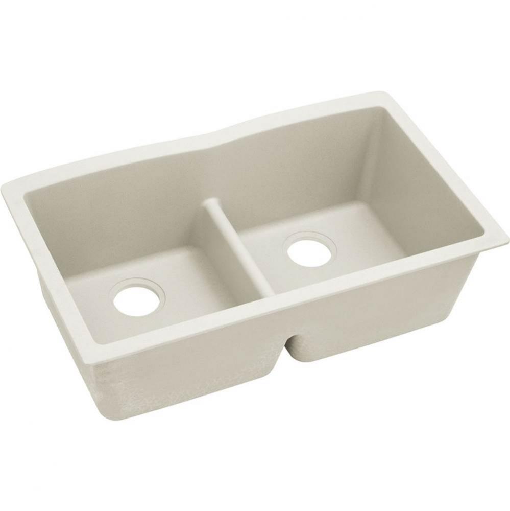 Elkay Quartz Luxe 33&apos;&apos; x 19&apos;&apos; x 10&apos;&apos;, Equal Double Bowl Undermount S