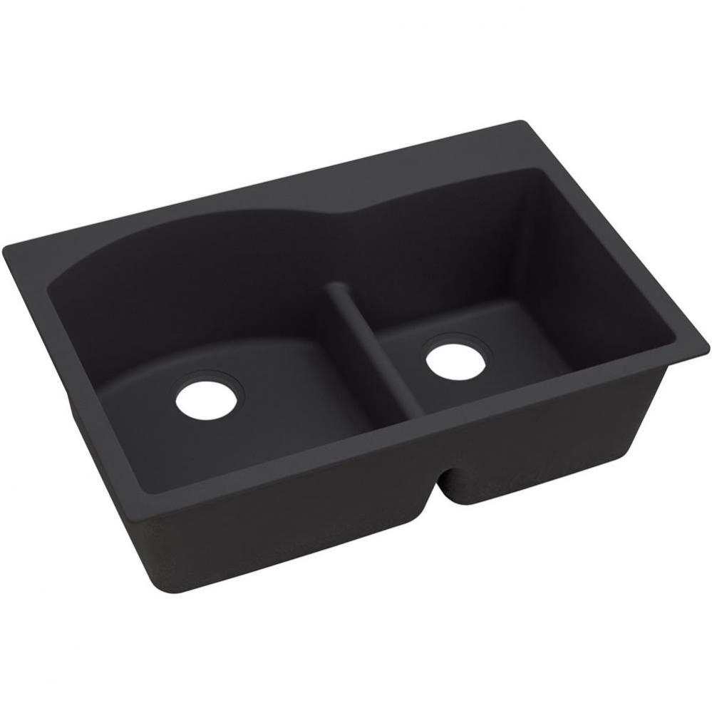 Quartz Luxe 33&apos;&apos; x 22&apos;&apos; x 10&apos;&apos; Double Bowl Drop-in Sink with Aqua Di