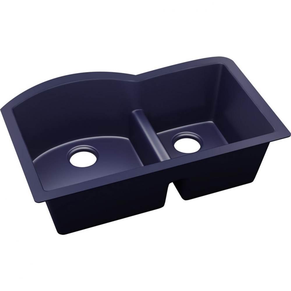 Quartz Luxe 33&apos;&apos; x 22&apos;&apos; x 10&apos;&apos; Offset 60/40 Double Bowl Undermount S