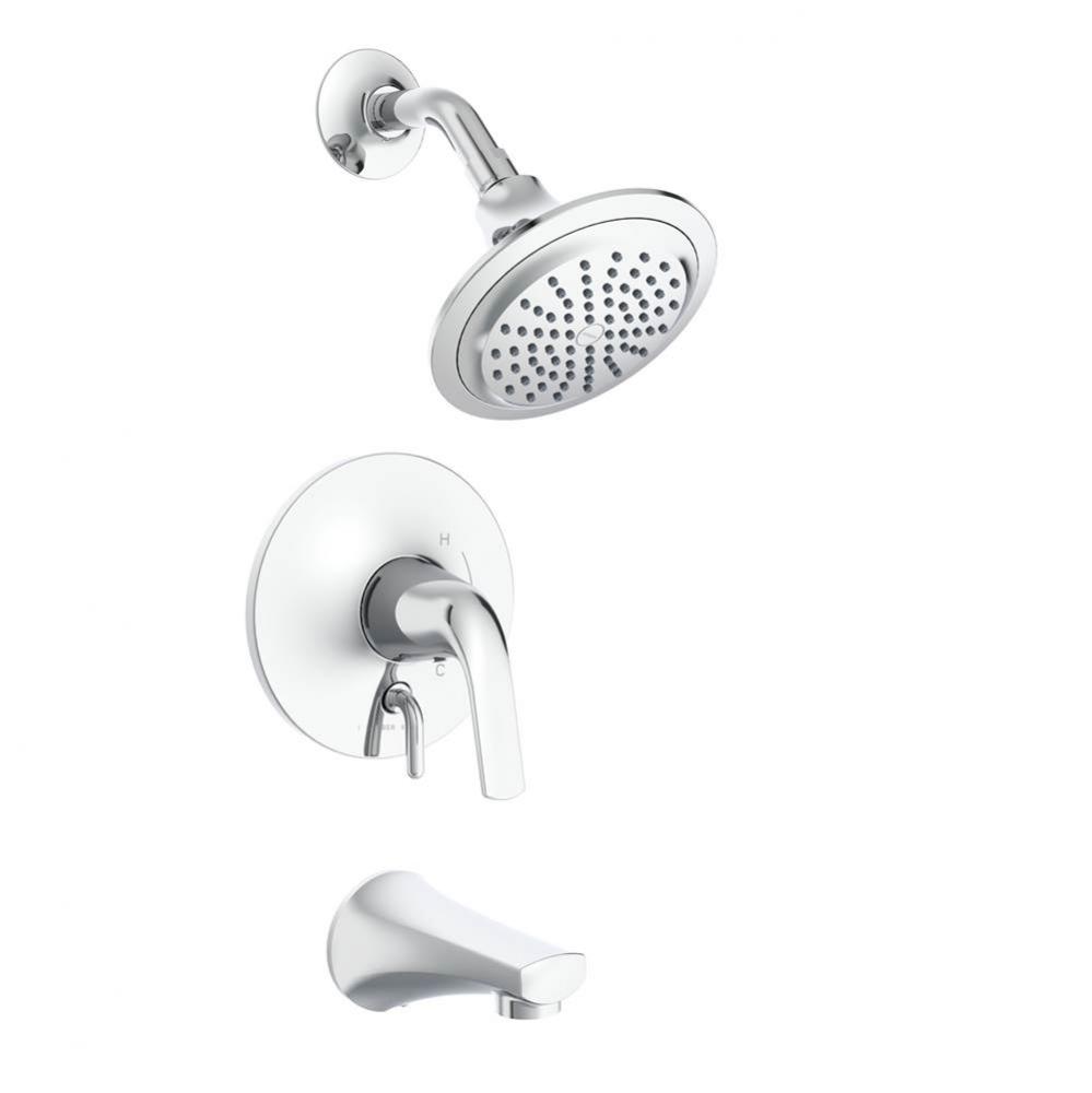 Lemora 1H Tub And Shower Trim Kit And Treysta Cartridge With Diverter On Valve 2.0Gpm Chrome