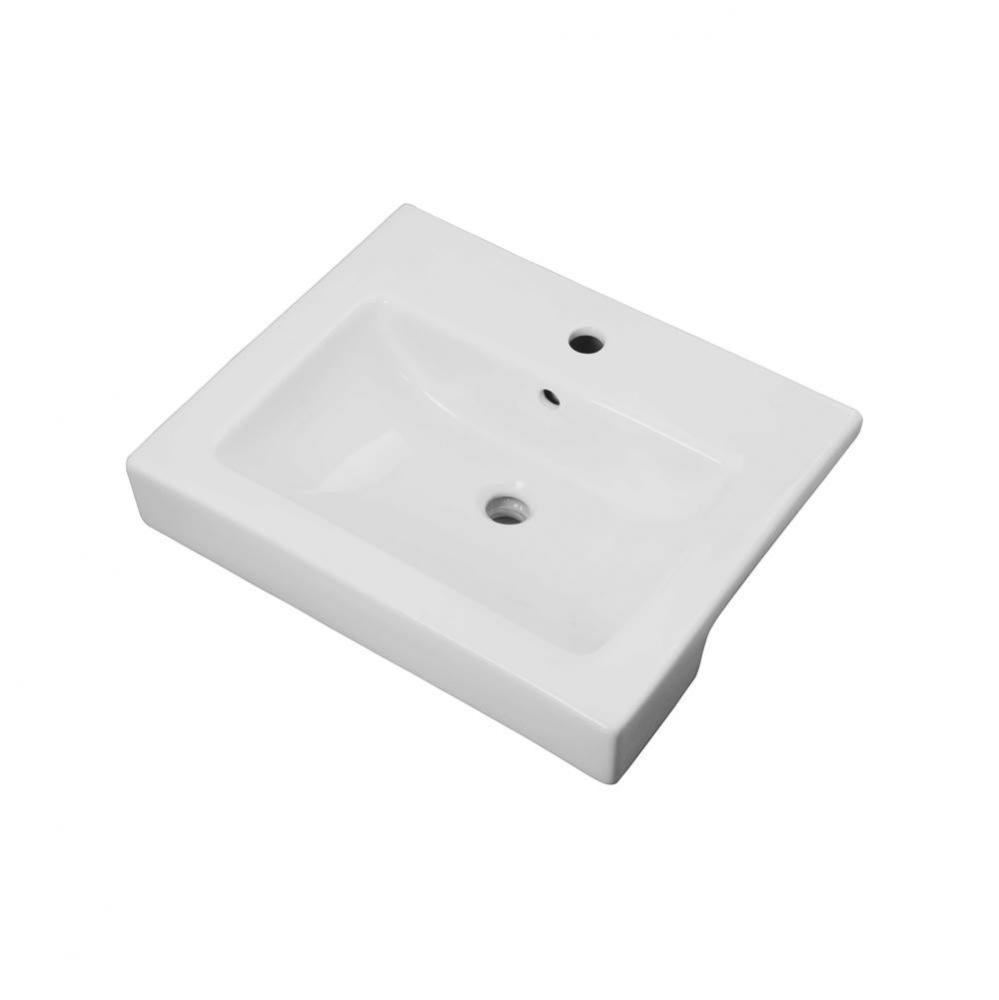 Wicker Park Semi-Recessed Lav Single Hole White