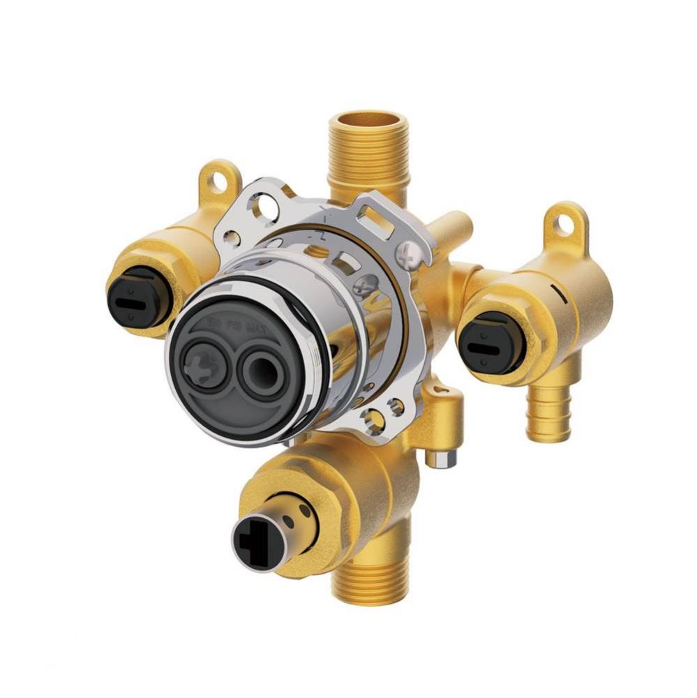 Treysta Tub &amp; Shower Valve w/ Diverter- Vertical Inputs WITH Stops- Crimp Pex