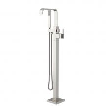 Gerber Plumbing D300544BNT - Square Floor Mount Tub Filler Trim Kit with Rectangular Handshower 1.75gpm Brushed Nickel
