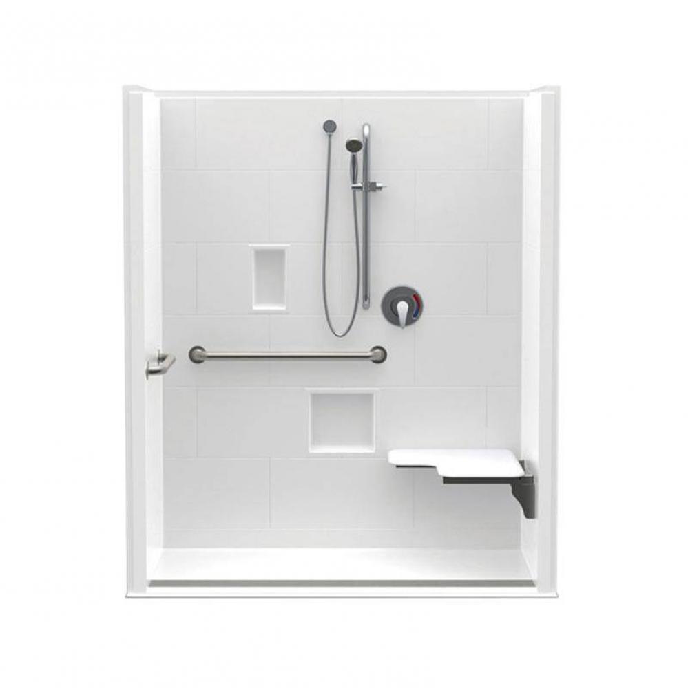 16030BFSBTTR 60 x 30 AcrylX Alcove Center Drain One-Piece Shower in White