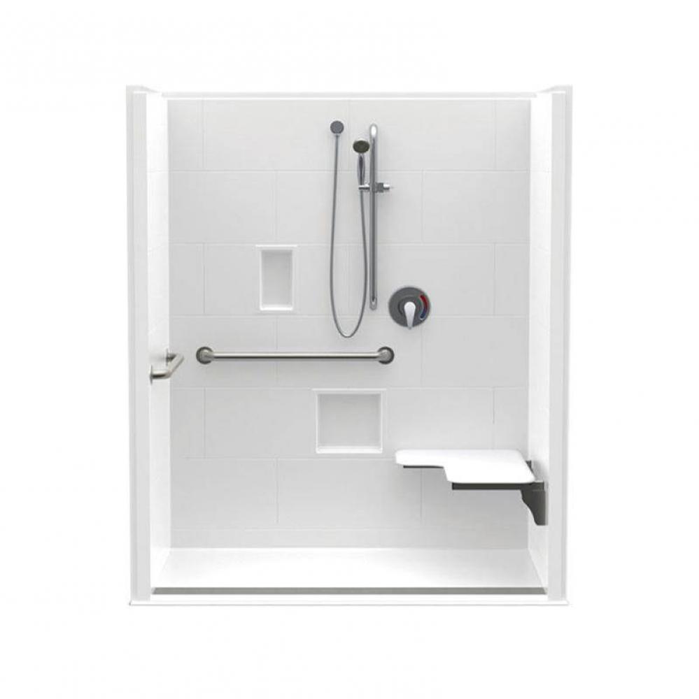 16034BFSBTTR 60 x 34 AcrylX Alcove Center Drain One-Piece Shower in White