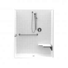 Aquatic AC003562-X2LBSR-WH - 1623BFSTD 60 x 30 AcrylX Alcove Center Drain One-Piece Shower in White