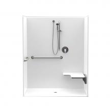 Aquatic AC003536-X2LBSR-WH - 16034BFSC 60 x 34 AcrylX Alcove Center Drain One-Piece Shower in White