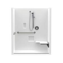 Aquatic AC003531-X2LBSR-WH - 16030BFSBTTR 60 x 30 AcrylX Alcove Center Drain One-Piece Shower in White