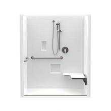 Aquatic AC003547-X2LBSR-WH - 1603BFSTD 60 x 34 AcrylX Alcove Center Drain One-Piece Shower in White