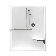 Aquatic AC003688-X2LBSR-WH - 16030BFSC 60 x 30 AcrylX Alcove Center Drain One-Piece Shower in White