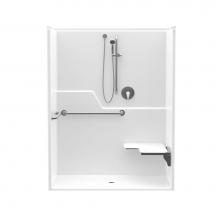 Aquatic AC003681-X2LBSR-WH - 16036BFLP 57 x 31 AcrylX Alcove Center Drain One-Piece Shower in White