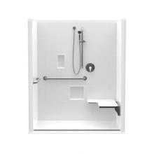 Aquatic AC003535-X2LBSL-WH - 16034BFSBTTR 60 x 34 AcrylX Alcove Center Drain One-Piece Shower in White