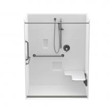 Aquatic AC003691-X2LBSR-WH - 16034TRCOL 60 x 34 AcrylX Alcove Center Drain One-Piece Shower in White