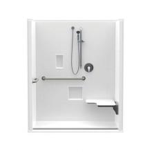 Aquatic AC003532-X2LBSR-WH - 16030BFSCTTR 60 x 30 AcrylX Alcove Center Drain One-Piece Shower in White