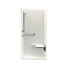 Aquatic AC003472-X2LBSR-BI - 1363BFS 36 x 36 AcrylX Alcove Center Drain One-Piece Shower in Biscuit