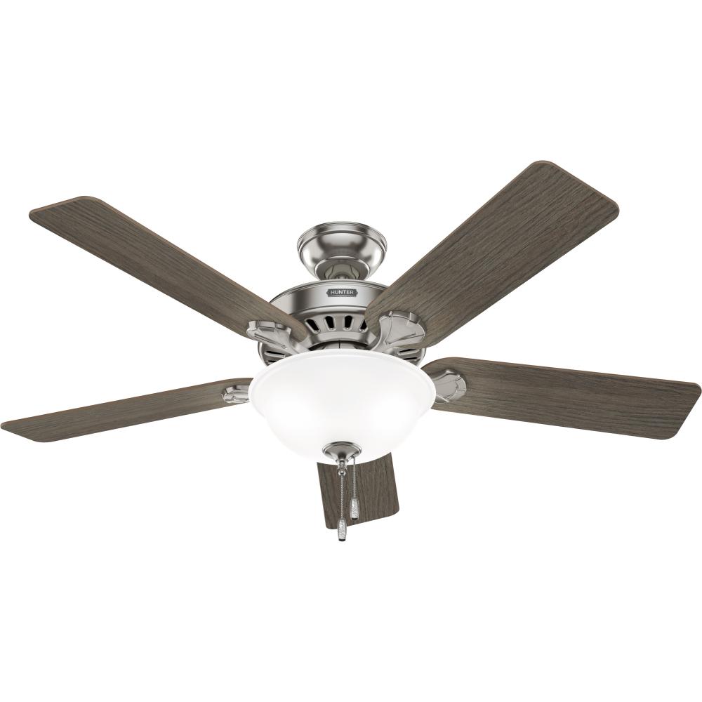 Hunter 52 inch Pro&#39;s Best ENERGY STAR® Brushed Nickel Ceiling Fan with LED Light Kit and Pull Ch