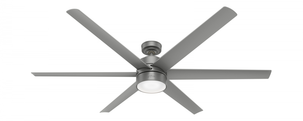 Hunter 72 inch Solaria ENERGY STAR® Matte Silver Damp Rated Ceiling Fan with LED Light Kit