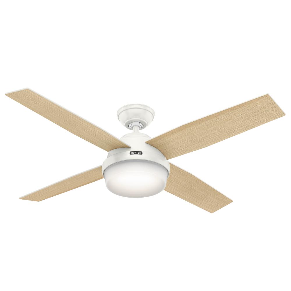 Hunter 52 inch Dempsey Fresh White Ceiling Fan with LED Light Kit and Handheld Remote